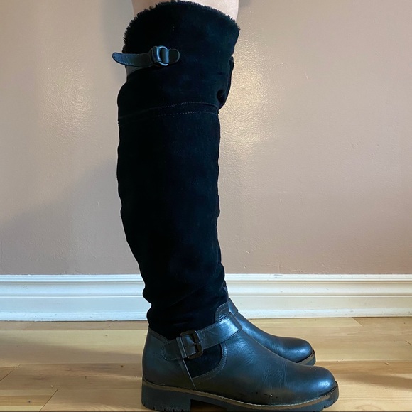 High Over The Knee Leather Winter Boots - Picture 1 of 10